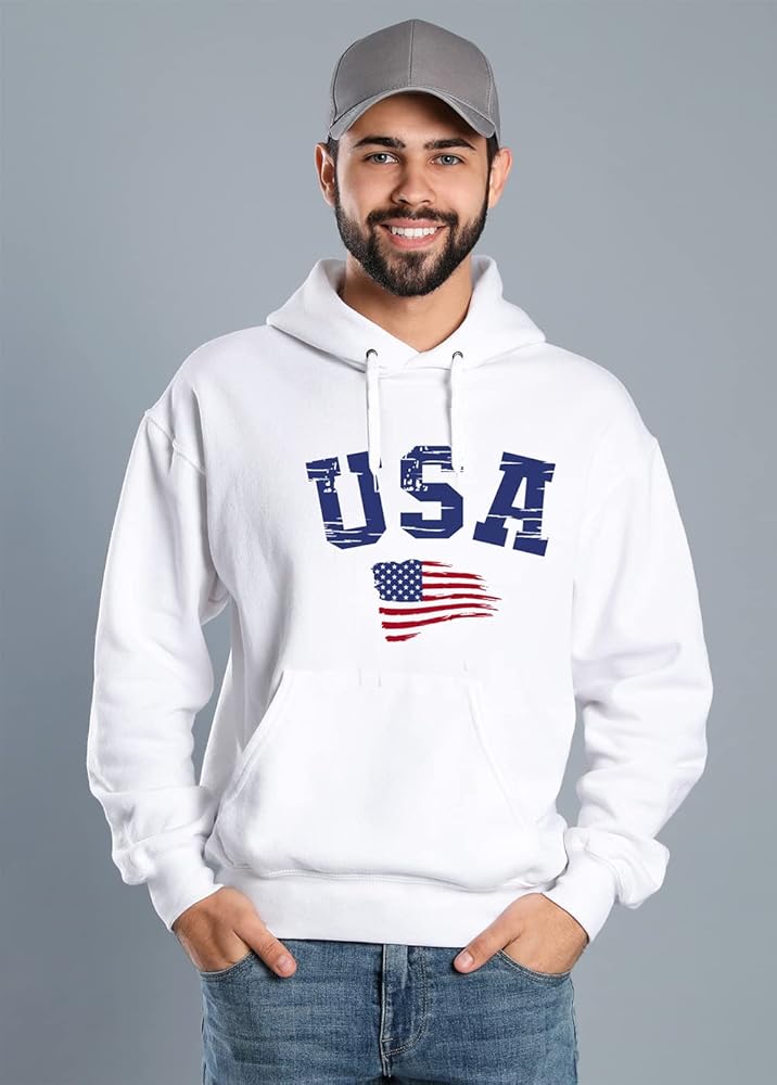 Amazon.com: Studio 9Thirty3 USA Flag Red White & Blue Hoodie